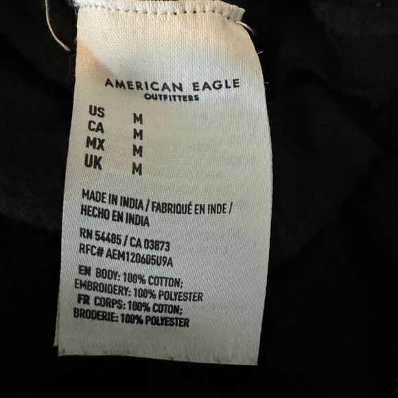 American Eagle Cropped Floral Embroidered Bubble Top Medium - Picture 8 of 9